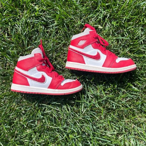 Jordan Kids Red and White Sneakers - Picture 1 of 5